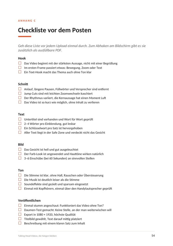 Innenseite: Checkliste